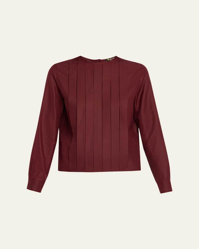 Rossana Pleated Light Shantung Silk Shirt